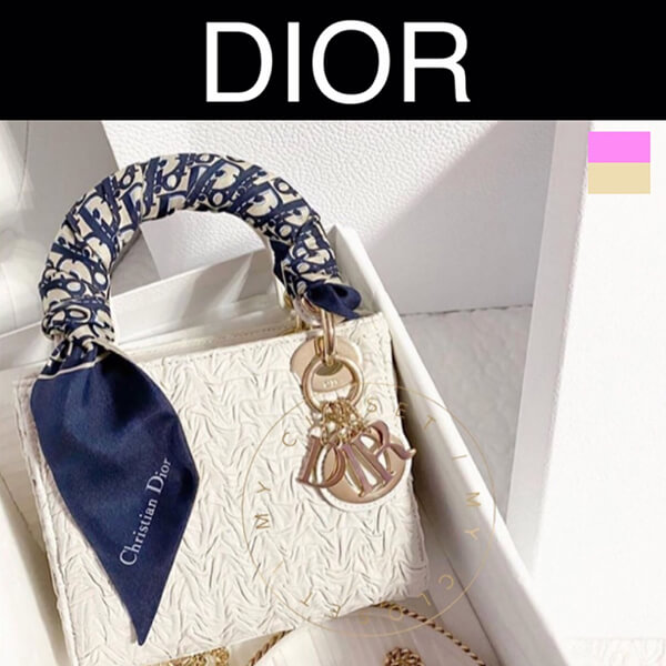 ディオール バッグ レディディオール コピー シャイニー ラム 白 ミニ 限定 女